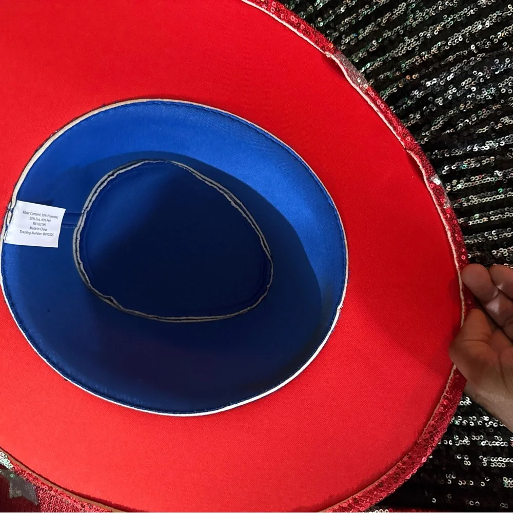 Patriotic Sequin Cowboy Hat - Red and Blue